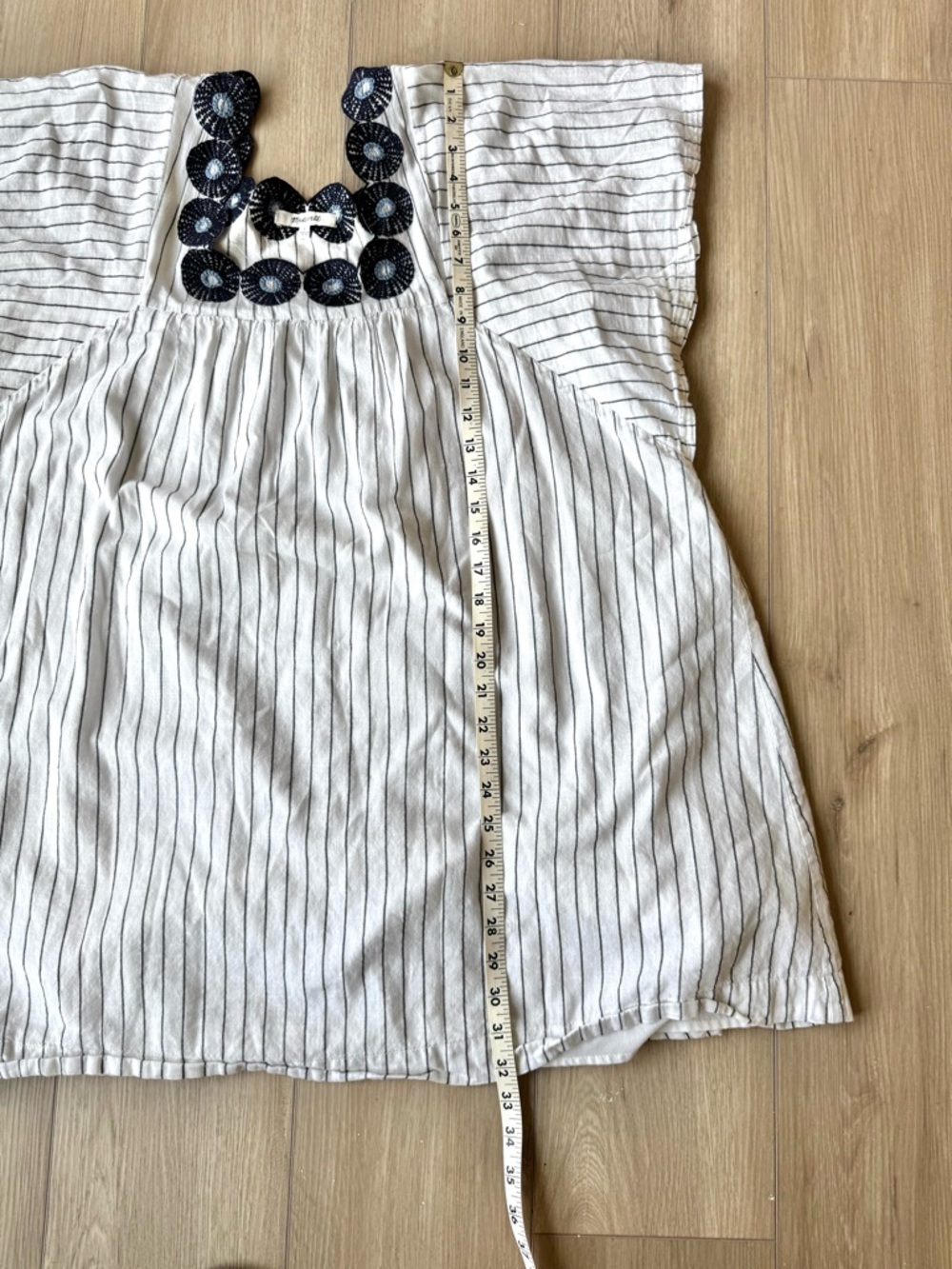 Madewell Embroidered Butterfly Stripe Dress Size L Boho Cottagecore EUC - Picture 10 of 12